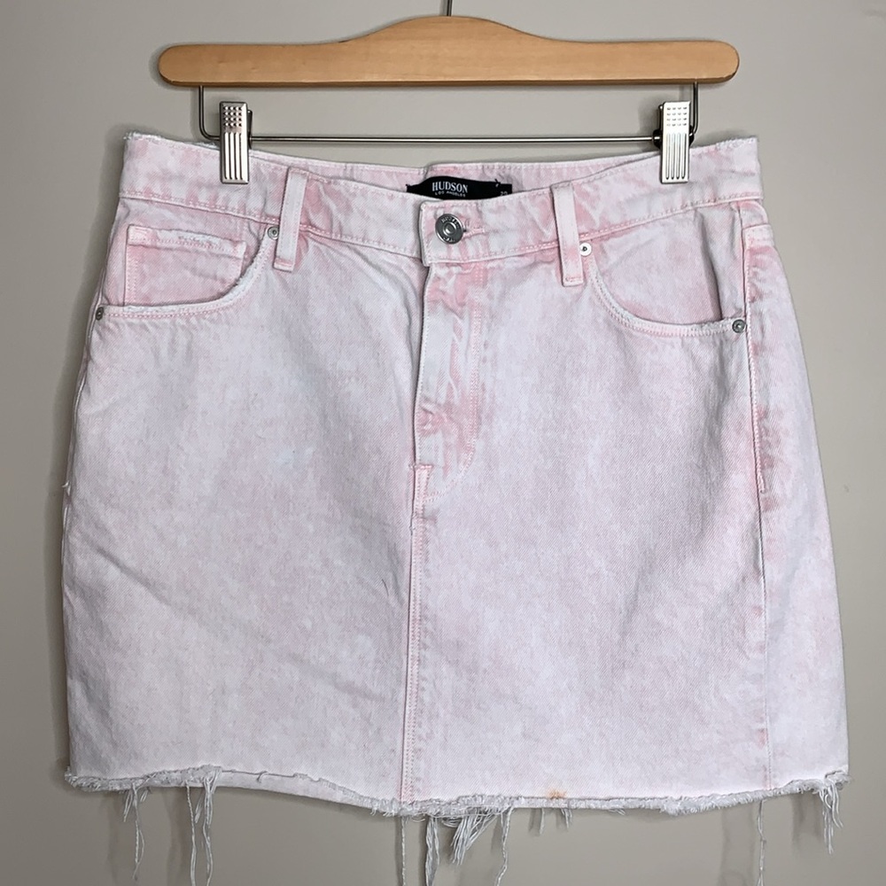 Hudson Jeans Pink Acid-Wash Denim Mini Skirt